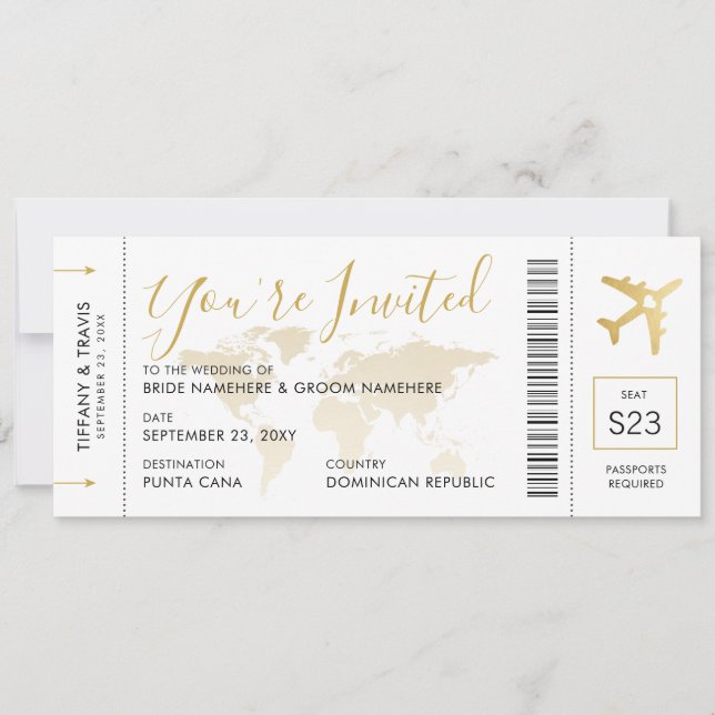Destination Wedding Boarding Pass Invitation (Front)