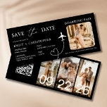 Destination Wedding Boarding Pass Plane QR Code<br><div class="desc">Elevate your destination wedding announcements with our enchanting Boarding Pass Plane Ticket Save the Date Invitations. Crafted with meticulous attention to detail, these unique invitations capture the essence of adventure and romance. Each invitation is designed to resemble a genuine boarding pass, complete with personalised details such as the couple's names,...</div>