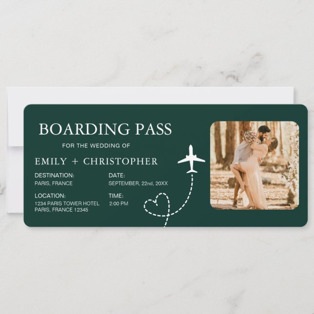 Destination Wedding Boarding Pass Plane Ticket (Front)