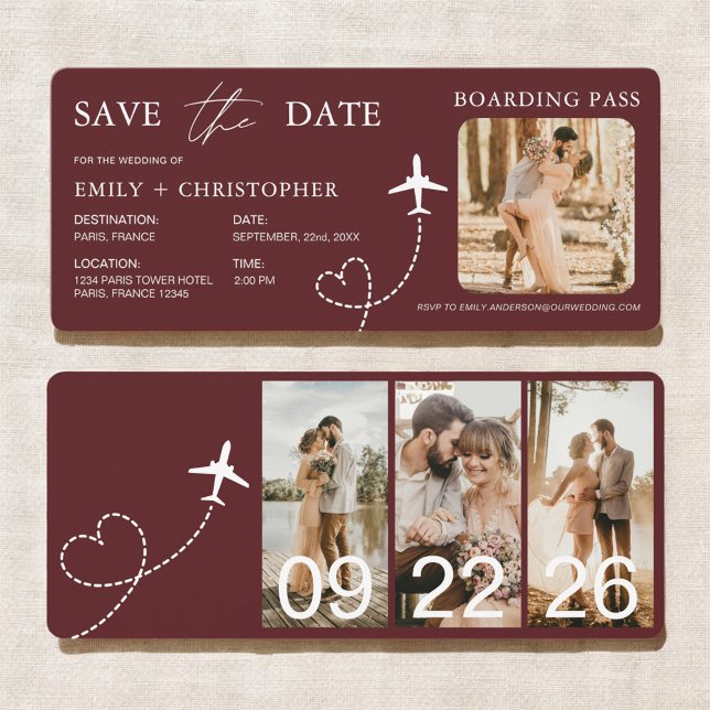 Destination Wedding Boarding Pass Plane Ticket (Creator Uploaded)