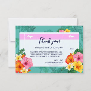 Destination Wedding Boarding Pass Thank You Card