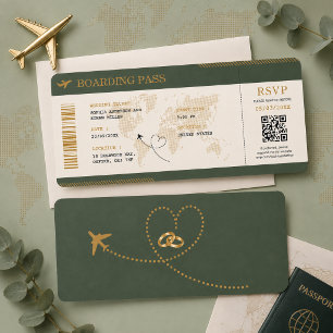 Destination Wedding Boarding Pass Ticket Invitation