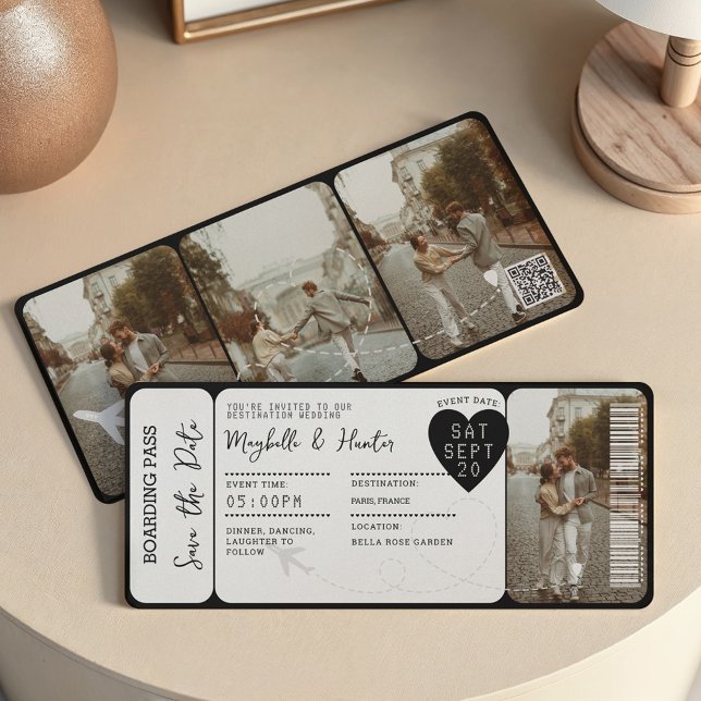 Destination Wedding Boarding Pass Ticket QR Code Invitation (Destination Wedding Boarding Pass Ticket QR Code Invitation)