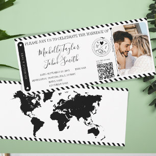 Destination Wedding Boarding Pass Ticket QR Code Invitation