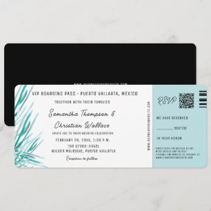 Destination Wedding Boarding Pass Tropical palm Invitation