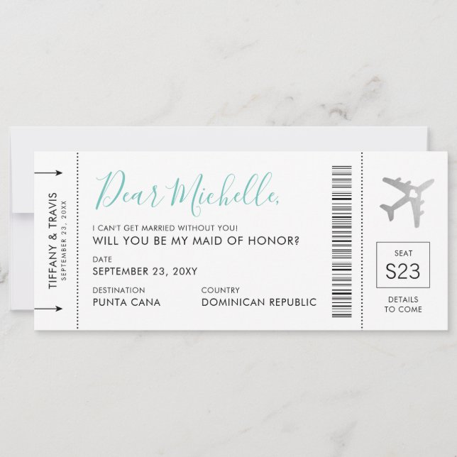 Destination Wedding Bridesmaid Proposal Card (Front)