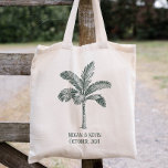 Destination Wedding Colorable Palm Tree  Tote Bag<br><div class="desc">Click “Personalise this template” will allow you to customise further. You are free to change the palm tree's colour, font size, font colour and more! Be sure to check out 1000 matching items in our shop. welcome bag, wedding welcome bag, hotel guest bag, bride and groom, Destination Wedding, bride and...</div>