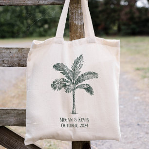 Destination Wedding Colorable Palm Tree Tote Bag