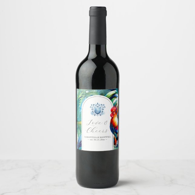 Destination Wedding Custom Wine Bottle Labels (Front)