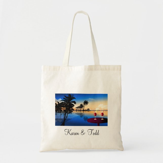 Destination wedding = customise with your own name tote bag (Front)