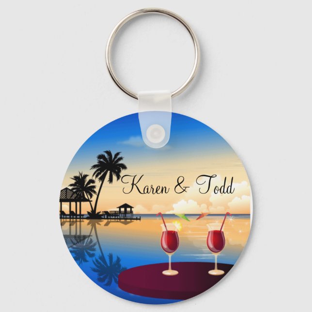 Destination wedding = customize with your own name key ring (Front)