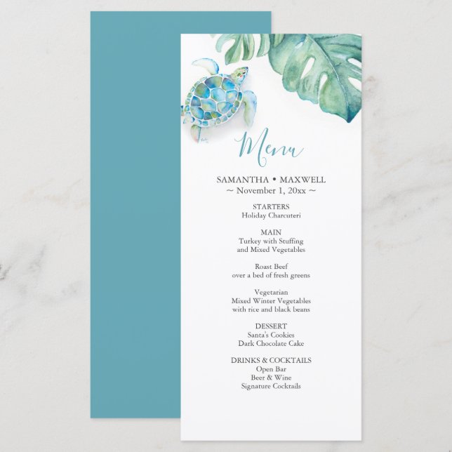 Destination Wedding Decor Menus Tropical (Front/Back)