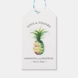 Destination Wedding Favour Tag Watercolor Pineappl