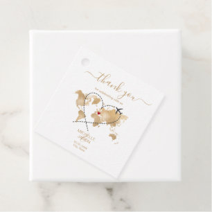 Destination Wedding Gold World Map Thank You Favour Tags
