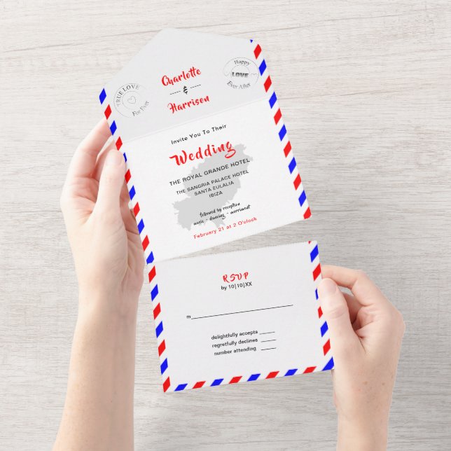 Destination Wedding Ibiza Spain Airmail All In One All In One Invitation (Tearaway)