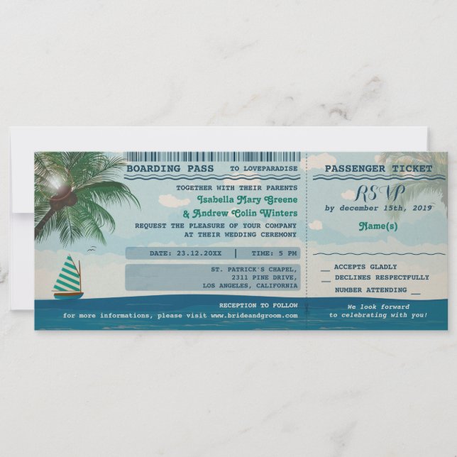 Destination Wedding Invitation and RSVP (Front)