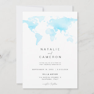 Destination Wedding Invitation with World Map