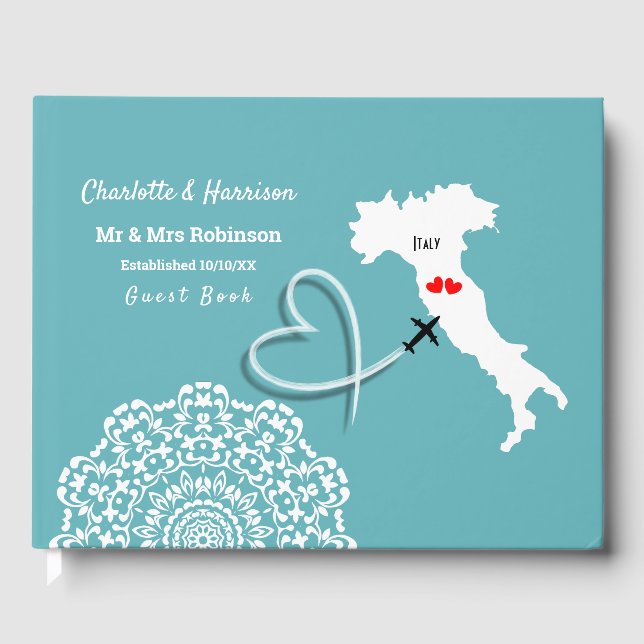 Destination Wedding Italy Europe Guest Book (Front)