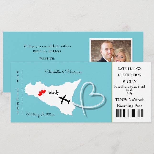 Destination Wedding Italy Europe Invitation (Front/Back)