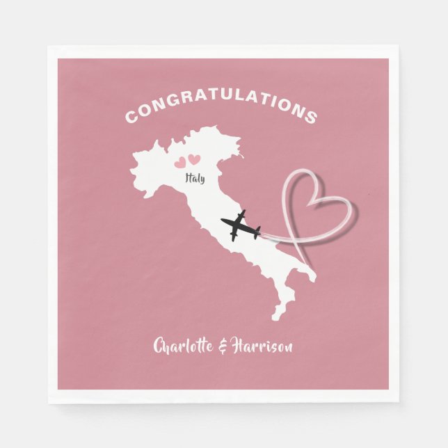 Destination Wedding Italy Europe Rose Gold Napkin (Front)