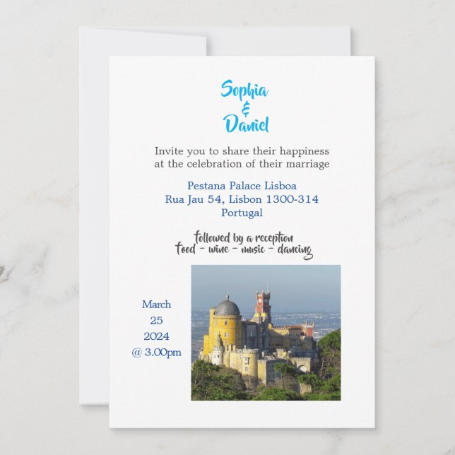 Destination Wedding - Lisbon, Portugal Invitation (Front)