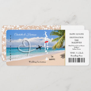 Destination Wedding Maldives Ticket  Invitation