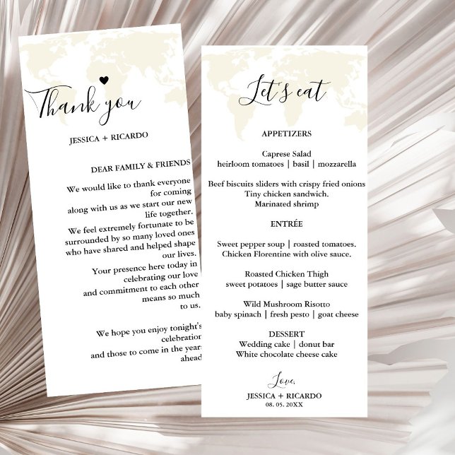 Destination  Wedding Menu and Thank You Card (Creator Uploaded)