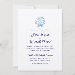 Destination Wedding Minimalistic Blue Invitation