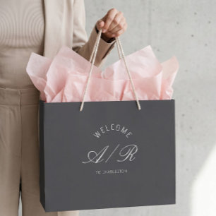 Destination Wedding Monogram Dark Grey Welcome Bag