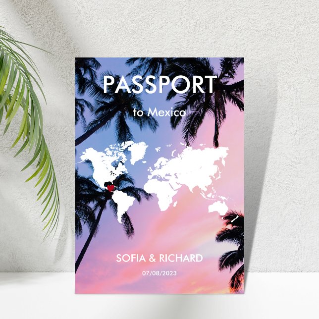 Destination Wedding Palm Beach World Map Invitation (Creator Uploaded)