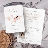 Destination Wedding Passport Blush Pink World Map