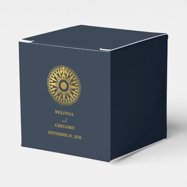 Destination Wedding Passport Compass Wedding Favou Favour Box (Front Side)