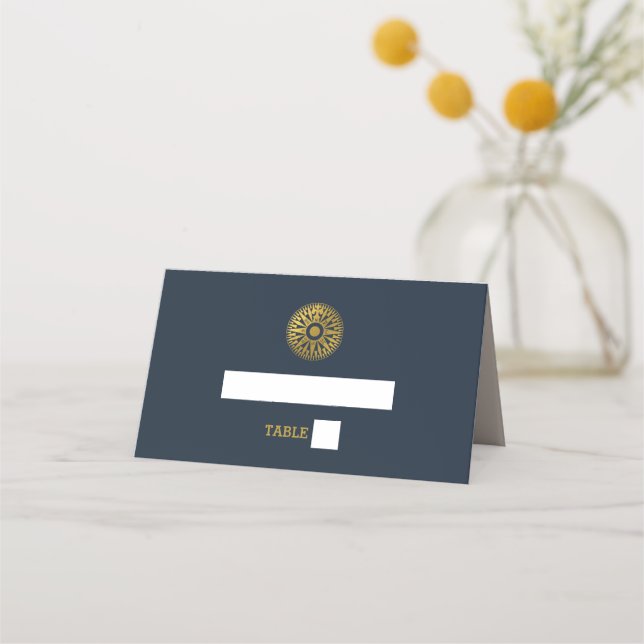 Destination Wedding Passport Compass Wedding  Place Card (Front)