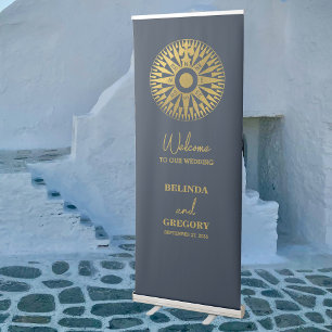 Destination Wedding Passport Compass Wedding Retractable Banner