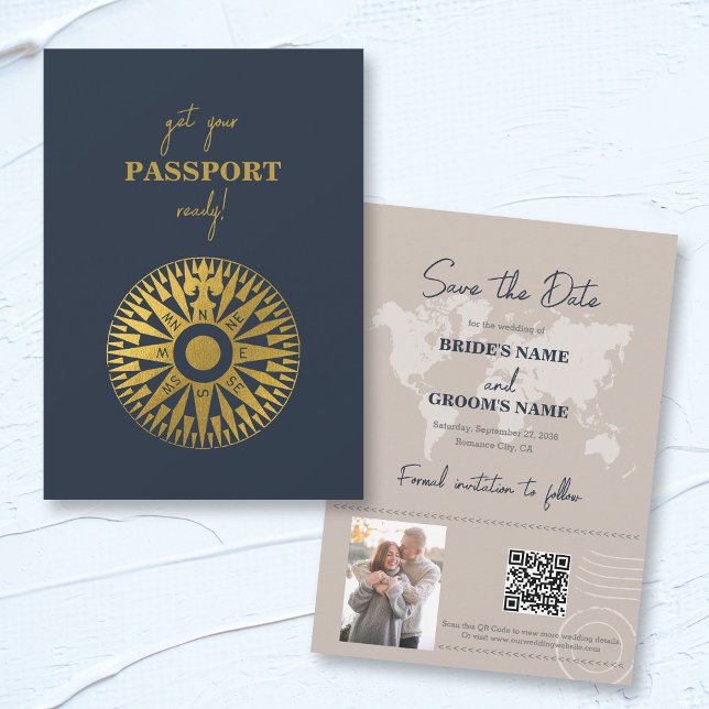 Destination Wedding Passport Compass Wedding  Save The Date (Destination Wedding Passport Compass Wedding Save The Date)