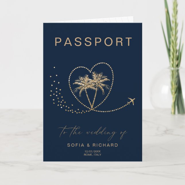 Destination Wedding  Passport World Map QR Code Invitation (Front)
