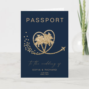 Destination Wedding  Passport World Map QR Code Invitation