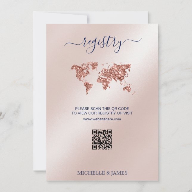 Destination Wedding Passport World Map Registry QR Invitation (Front)