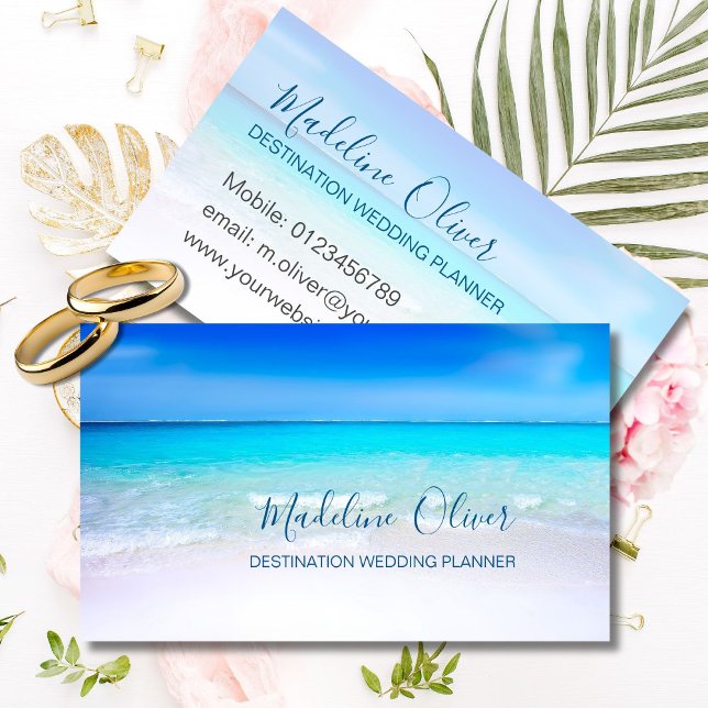 Destination Wedding Planner Ocean Beach Sea  Business Card (Creator Uploaded)