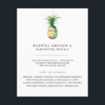 Destination Wedding Programs Watercolor Pineapple<br><div class="desc">This destination wedding program template features a watercolor pineapple. The bride and grooms names and wedding program timeline are set classic typography. The wedding processional order reverses to a solid sage green. This double sided design is a tropical choice for Florida and beach destination weddings. Unique art and design by...</div>