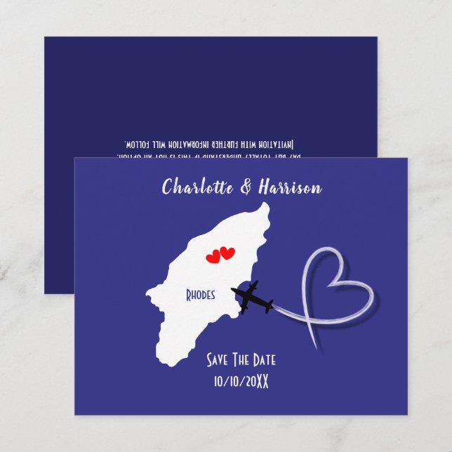 Destination Wedding Rhodes Greece Ticket Save The Date (Front/Back)