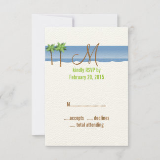 Destination Wedding RSVP Cards Monogram Palm Tree