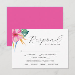 Destination Wedding RSVP Cards Vibrant Pink