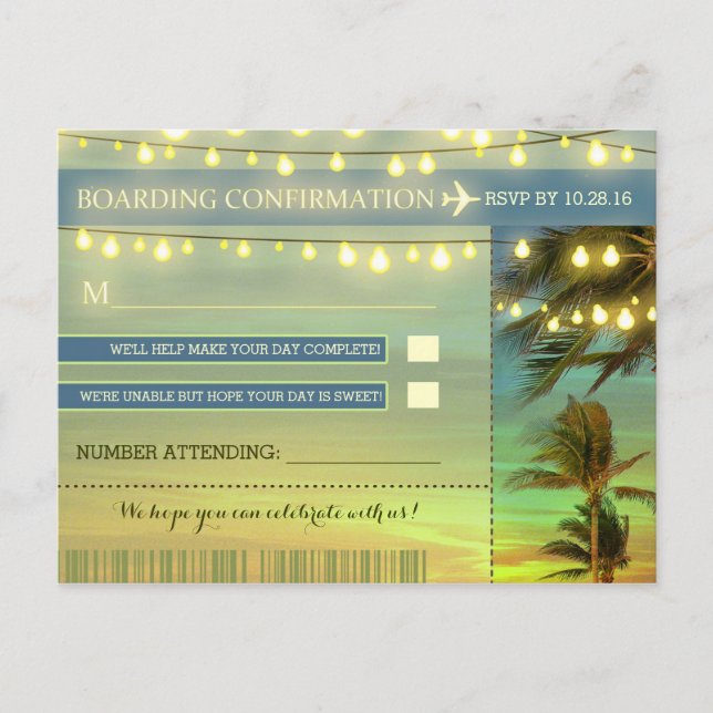 Destination Wedding RSVP postcards (Front)
