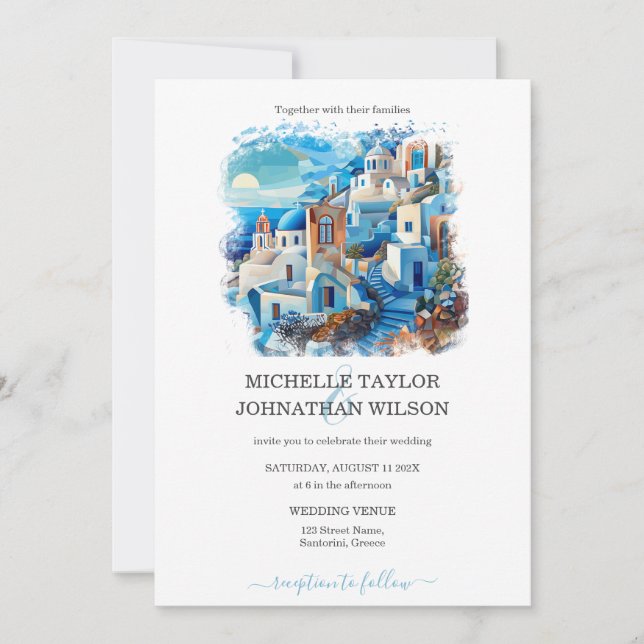 Destination Wedding Santorini Greece Greek Island Invitation (Front)
