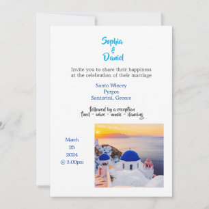 Destination Wedding - Santorini, Greece Invitation