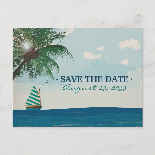 Destination wedding save the date announcement postcard (Front)