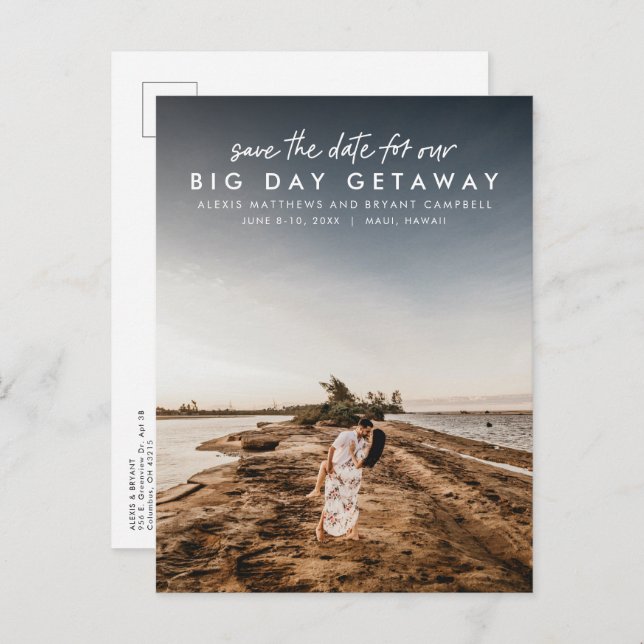 Destination wedding save the date announcement postcard (Front/Back)