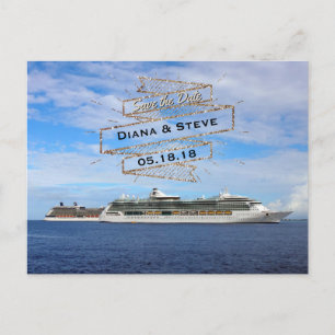 Destination Wedding Save the Date Cruise Ships Announcement Postcard