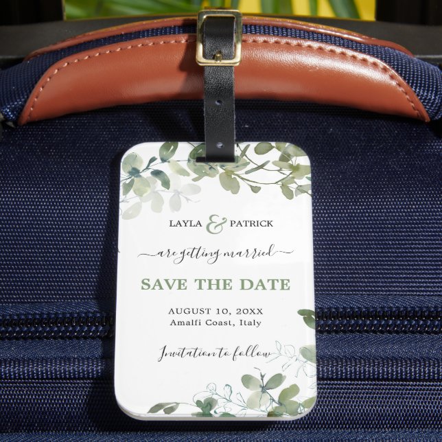 Destination Wedding Save The Date Guest Luggage Tag (Front Insitu 2)